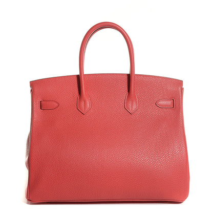 Hermes Taurillon Clemence Birkin 35 Rouge Pivoine 4 of 23