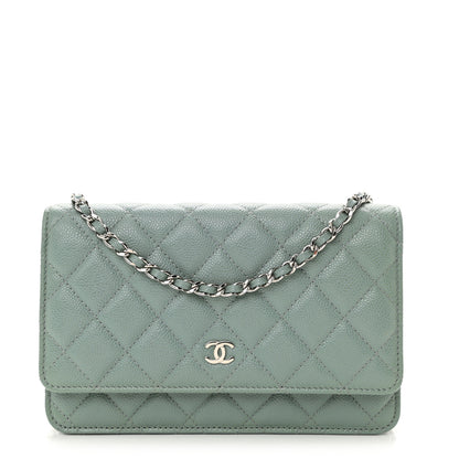 Chanel Caviar Quilted Wallet On Chain WOC Dark Green 1 of 11