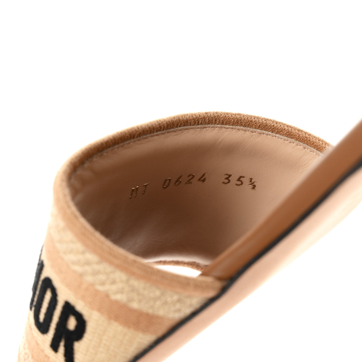 Christian Dior Canvas Embroidered Dway Flat Slide Sandals 35.5 Chestnut 9 of 10