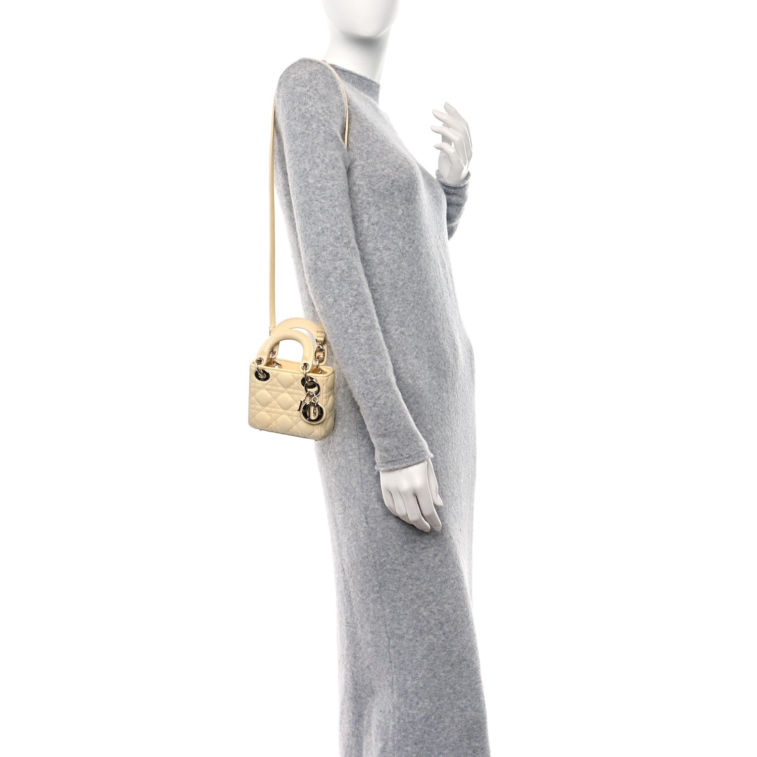 Christian Dior Lambskin Cannage Micro Lady Dior Soft Yellow 2 of 11