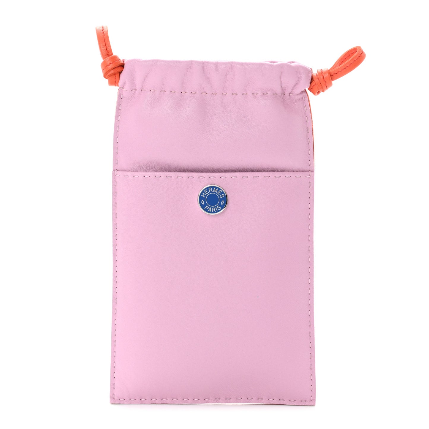 Milo Lambskin Swift Pilo Phone Case Mauve Sylvestre Orange Poppy Bleu De France