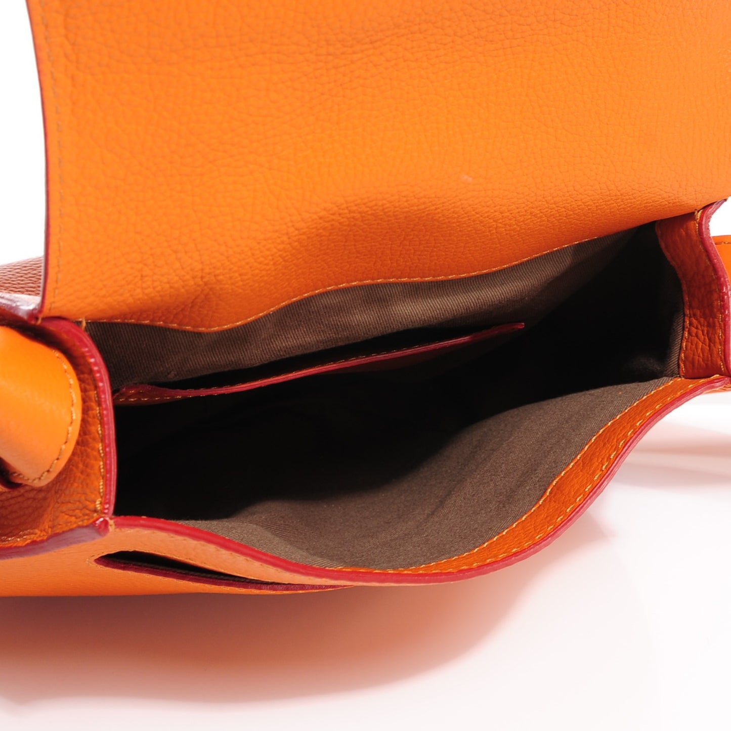 Grained Calfskin Medium Marcie Saddle Bag Orange
