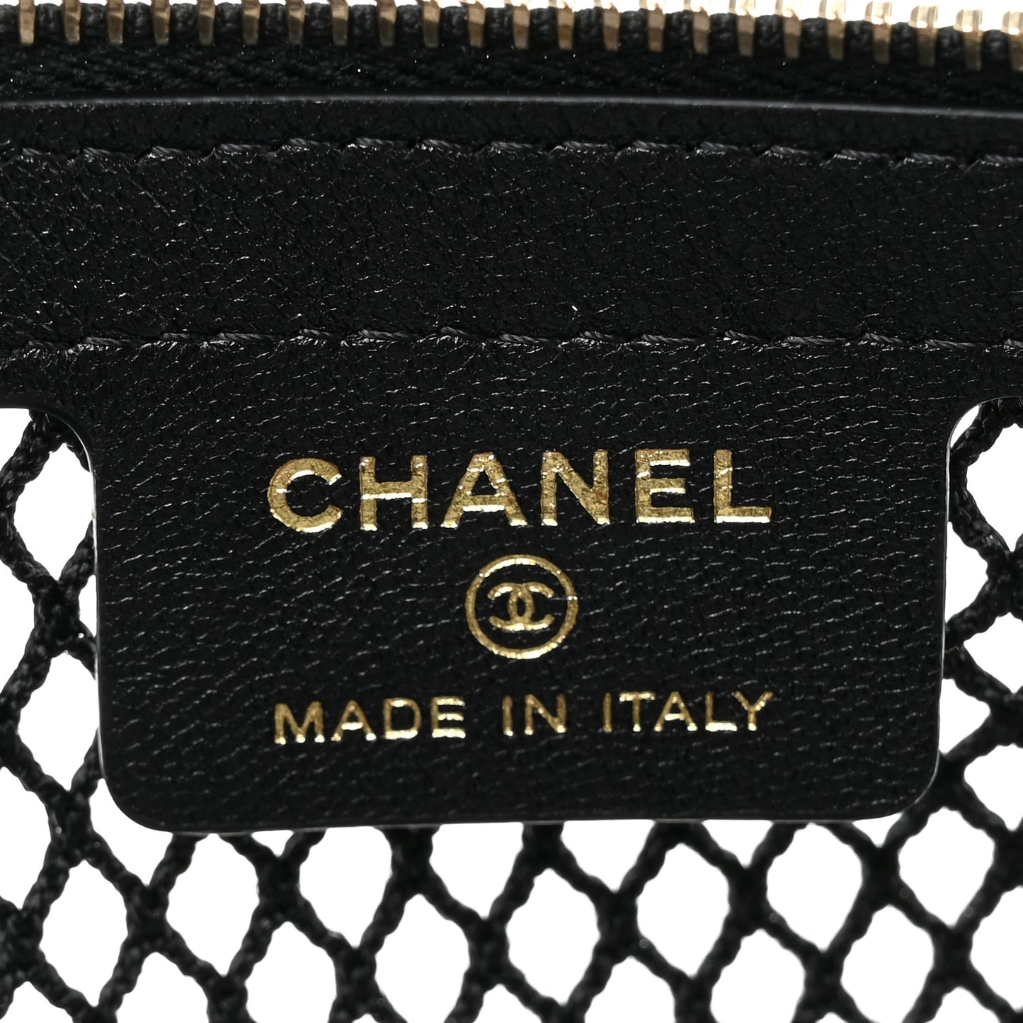 Mesh Shiny Lambskin Chain Hobo Black