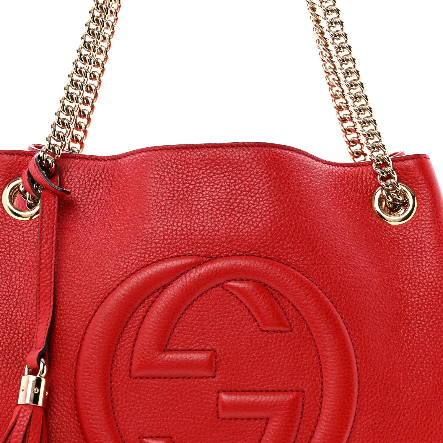 Gucci Cellarius Calfskin Medium Soho Chain Shoulder Bag Vibrant Red 8 of 13