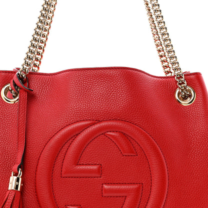Gucci Cellarius Calfskin Medium Soho Chain Shoulder Bag Vibrant Red 8 of 13