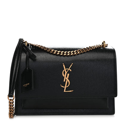 Saint Laurent Coated Bark Calfskin Medium Monogram Sunset Black 1 of 8