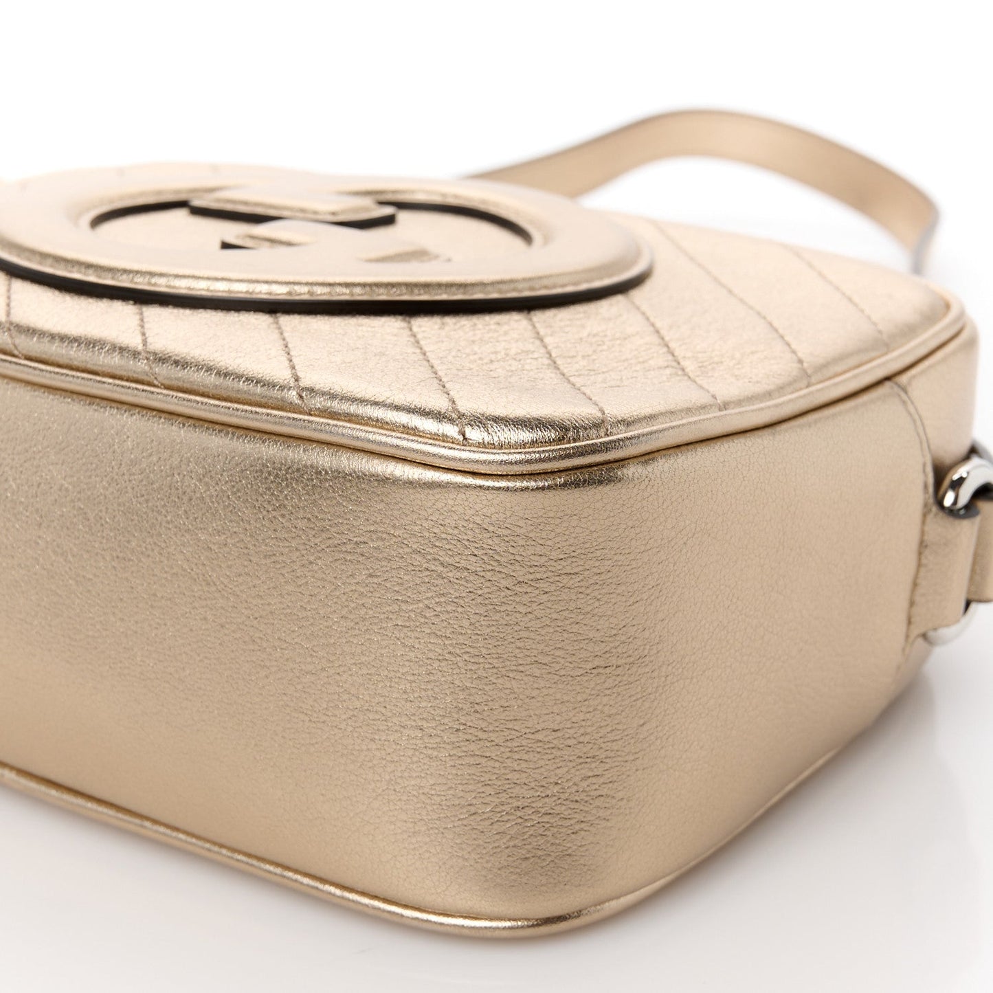 Metallic Sakai Be Green Calfskin Diagonal Stitched Small Blondie Shoulder Bag Golden Beige