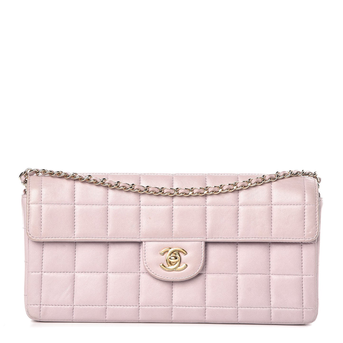 Lambskin East West Chocolate Bar Flap Pink