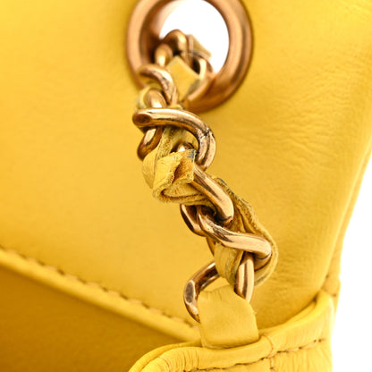 Chanel Lambskin Chevron Quilted Extra Mini Rectangular Flap Yellow 12 of 16