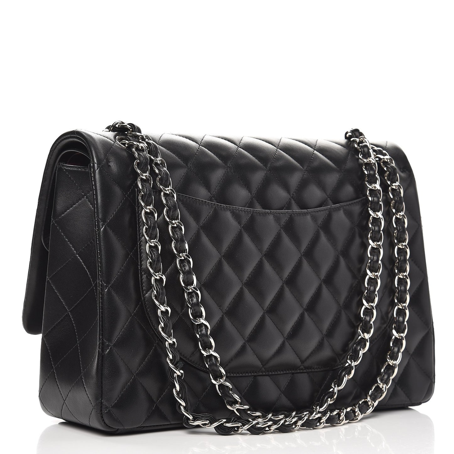 Lambskin Quilted Maxi Double Flap Black