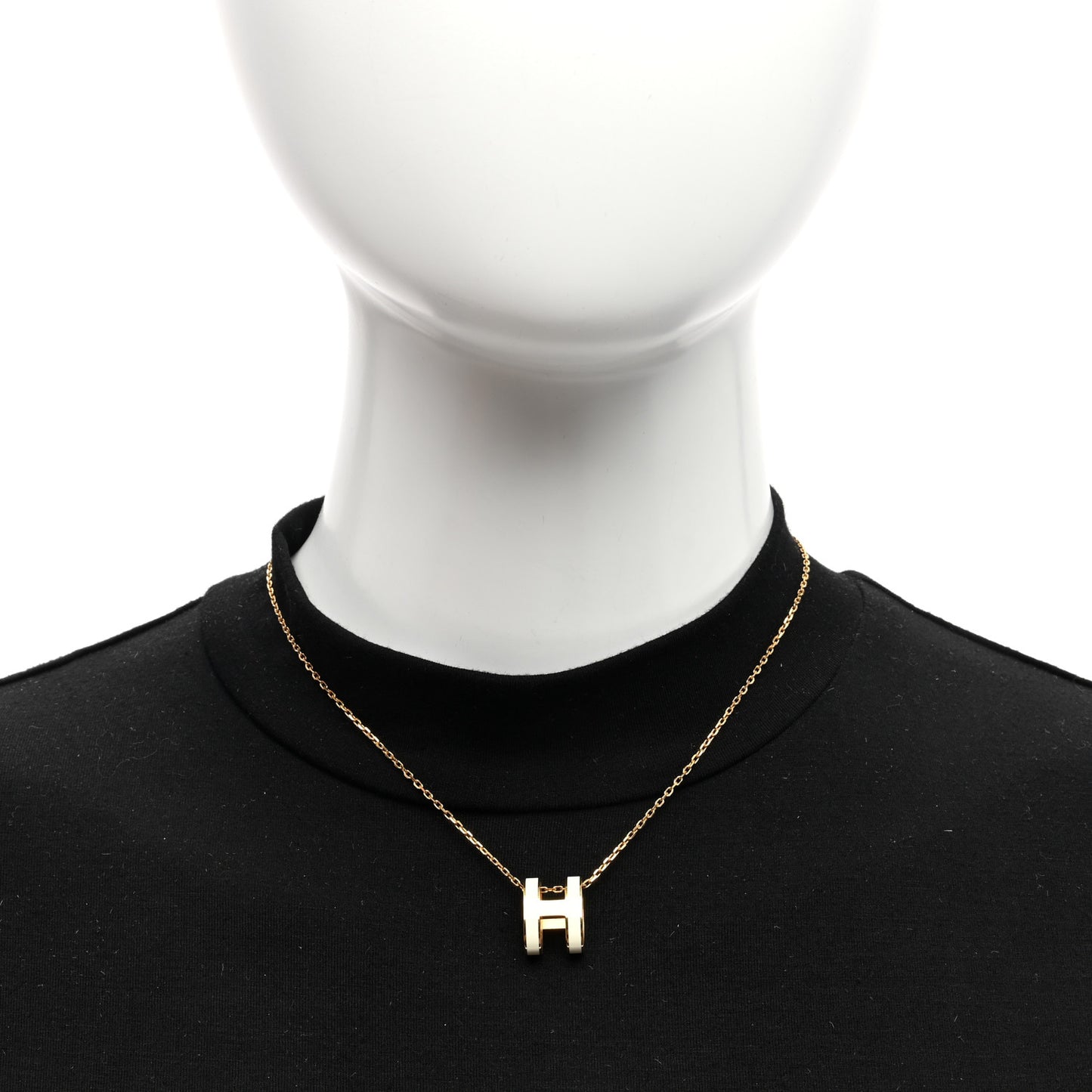 Lacquered Gold Pop H Pendant Necklace White