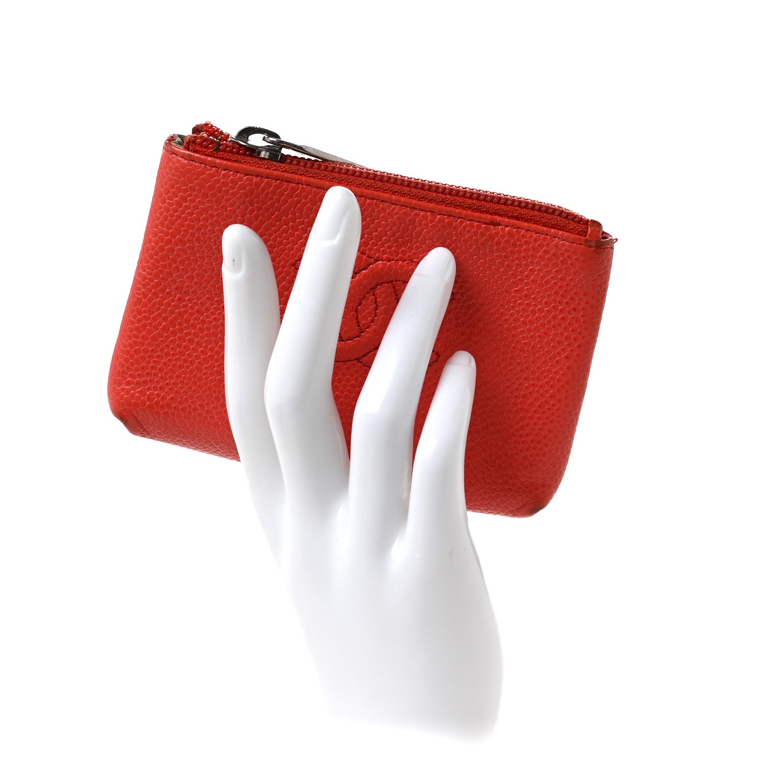 Chanel Caviar Timeless CC Coin Purse Case Light Red 2 of 11