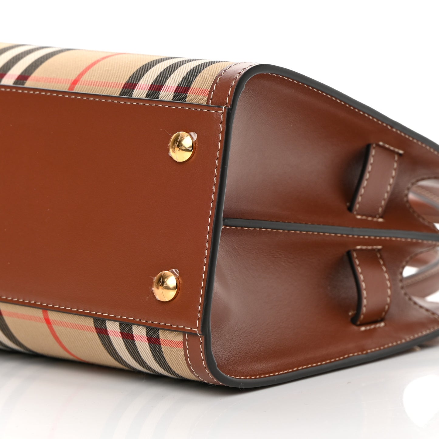 Calfskin Vintage Check Mini Two Handle Title Bag Archive Beige