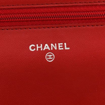 Chanel Lambskin Quilted Wallet On Chain WOC Red 6 of 11