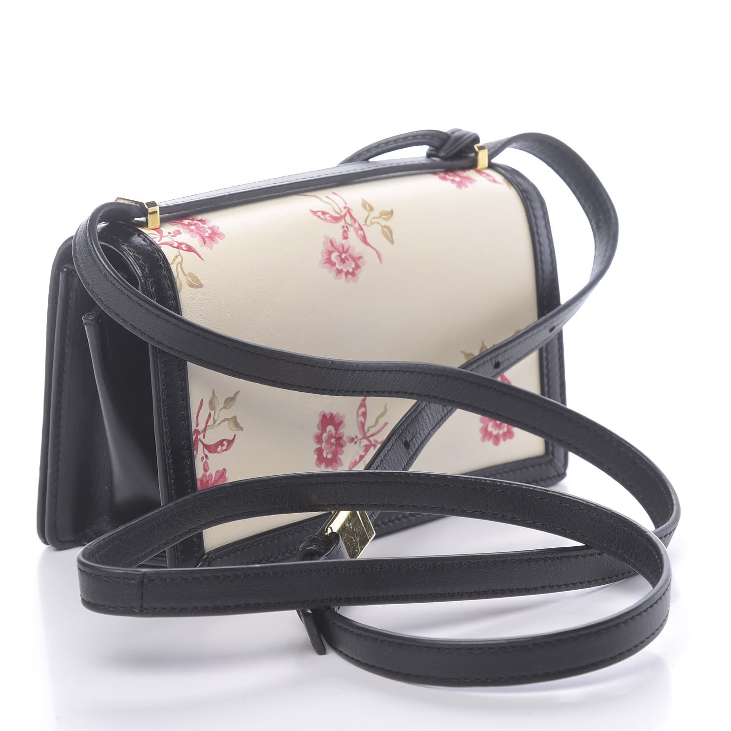 Loewe Calfskin Roses Print Barcelona Shoulder Bag White 2 of 9