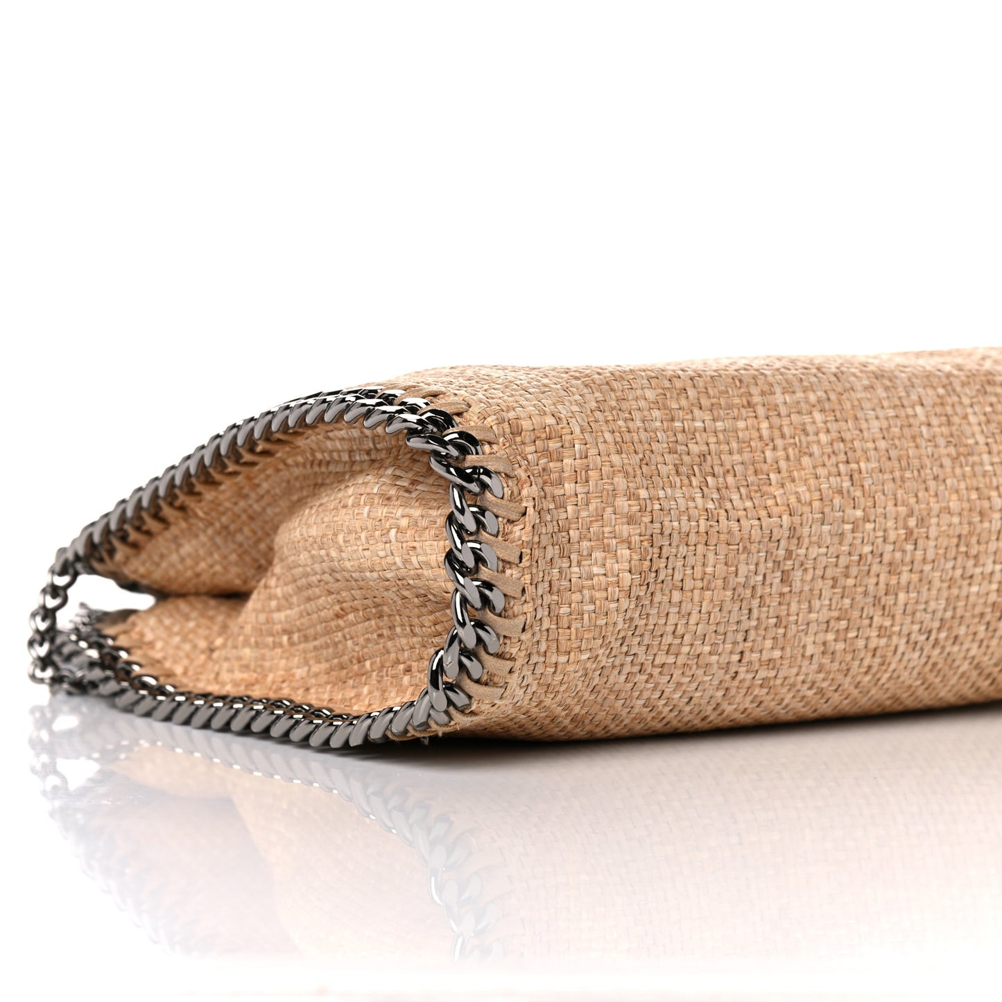 Woven Raffia Mini Falabella Fold Over Natural