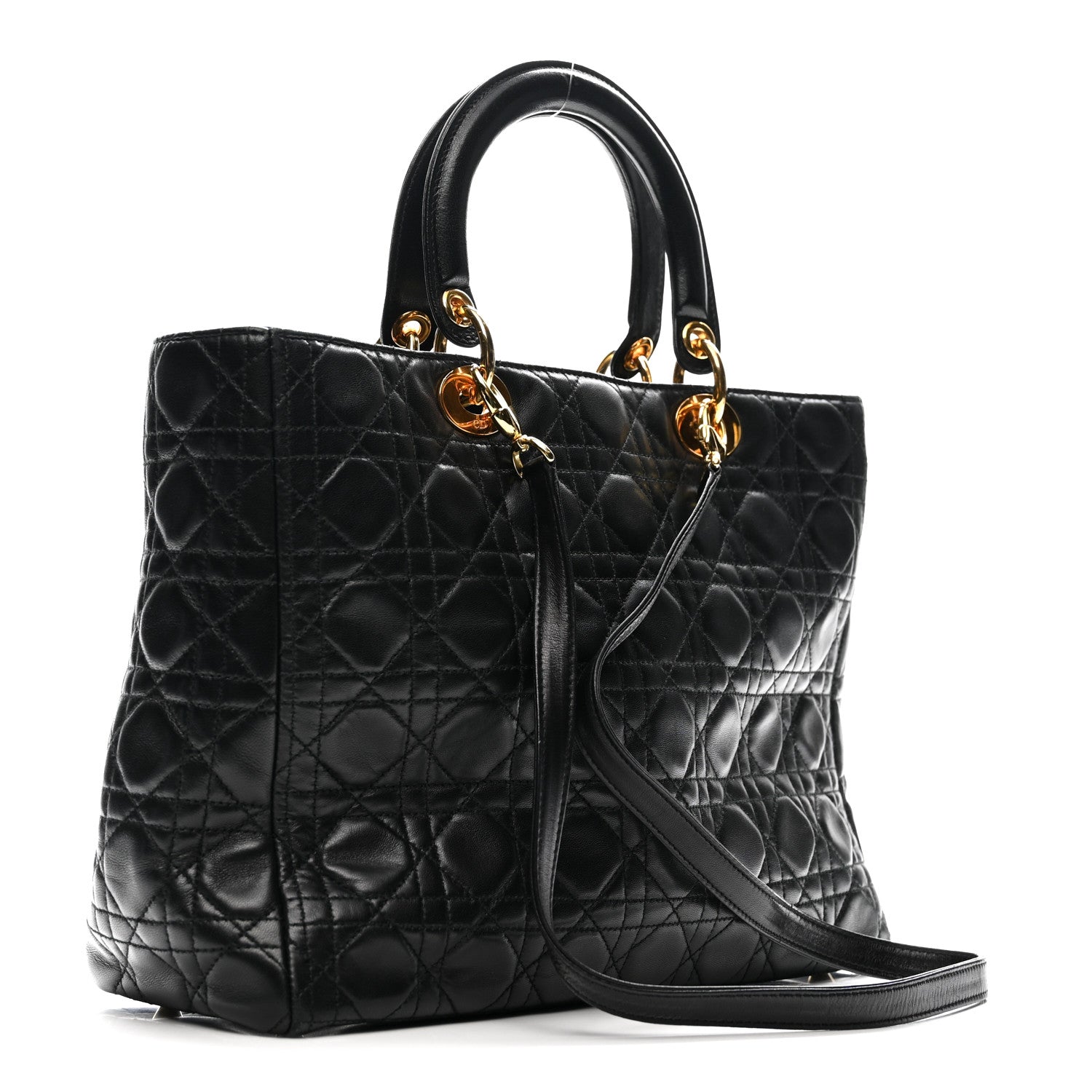Christian Dior Lambskin Cannage Large Lady Dior Black 1888456