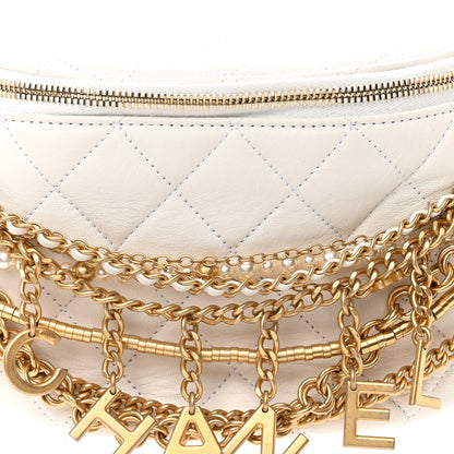 Chanel Lambskin Quilted All About Chains Waist Belt Bag White 8 of 13