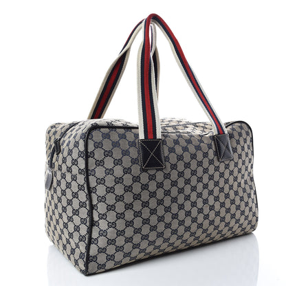 Gucci GG Monogram Web Large Collapsible Carry On Duffle Navy 3 of 16