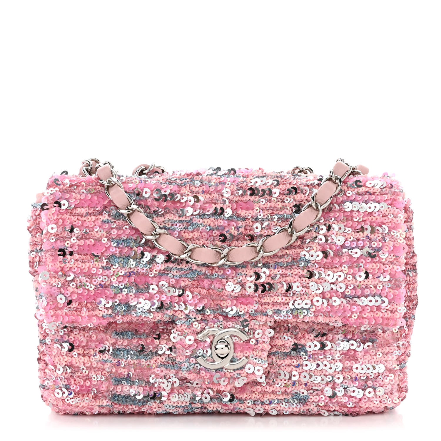 Chanel Sequin Mini Rectangular Flap Light Pink Silver 1 of 11