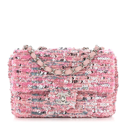 Chanel Sequin Mini Rectangular Flap Light Pink Silver 1 of 11