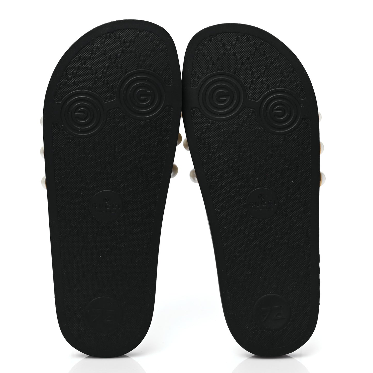 GG Supreme Monogram Pearls Slide Sandals 38 Beige