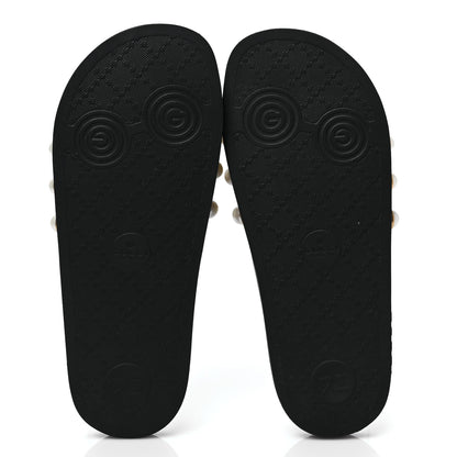 Gucci GG Supreme Monogram Pearls Slide Sandals 38 Beige 5 of 8