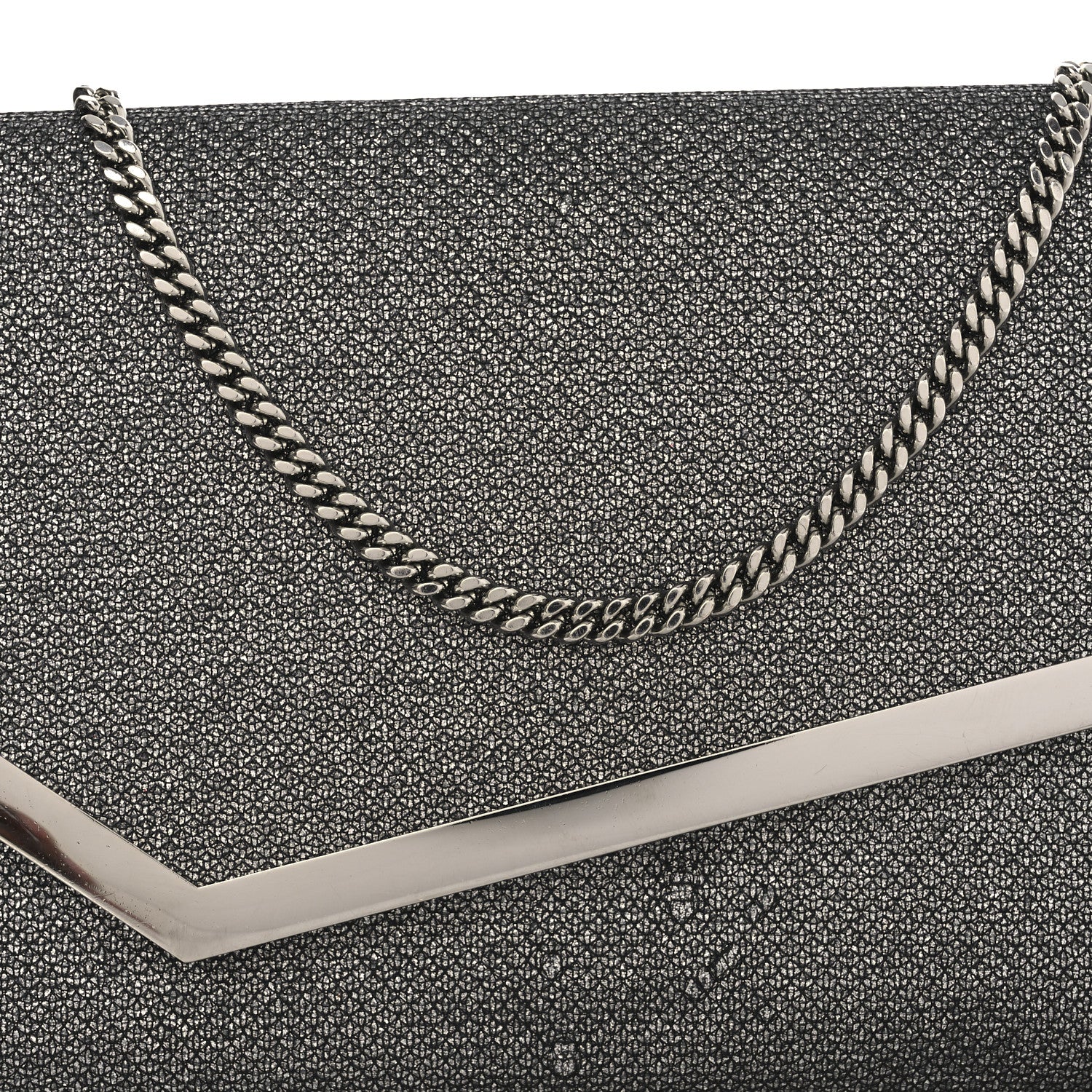 Jimmy Choo Glitter Fabric Erica Chain Clutch Anthracite 1740559