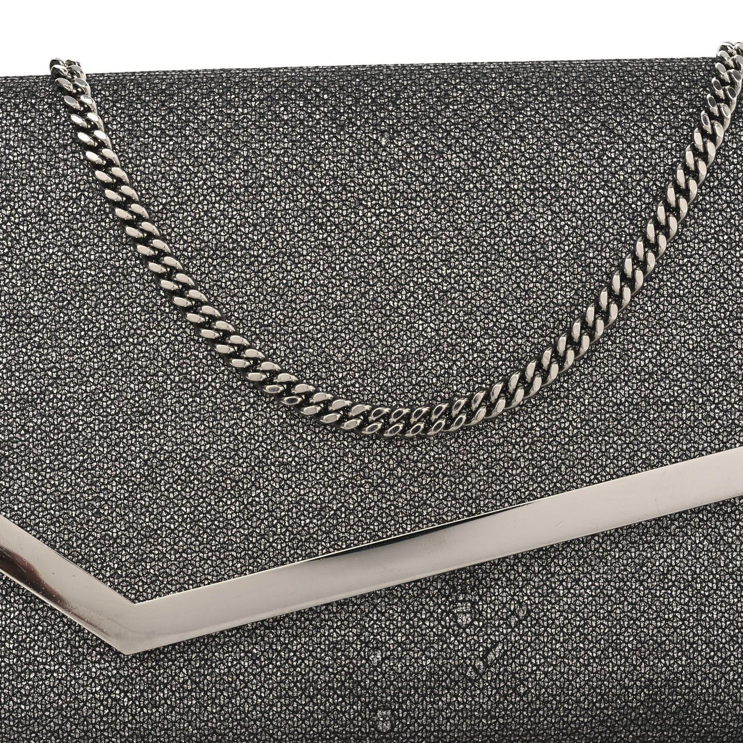 Glitter Fabric Erica Chain Clutch  Anthracite