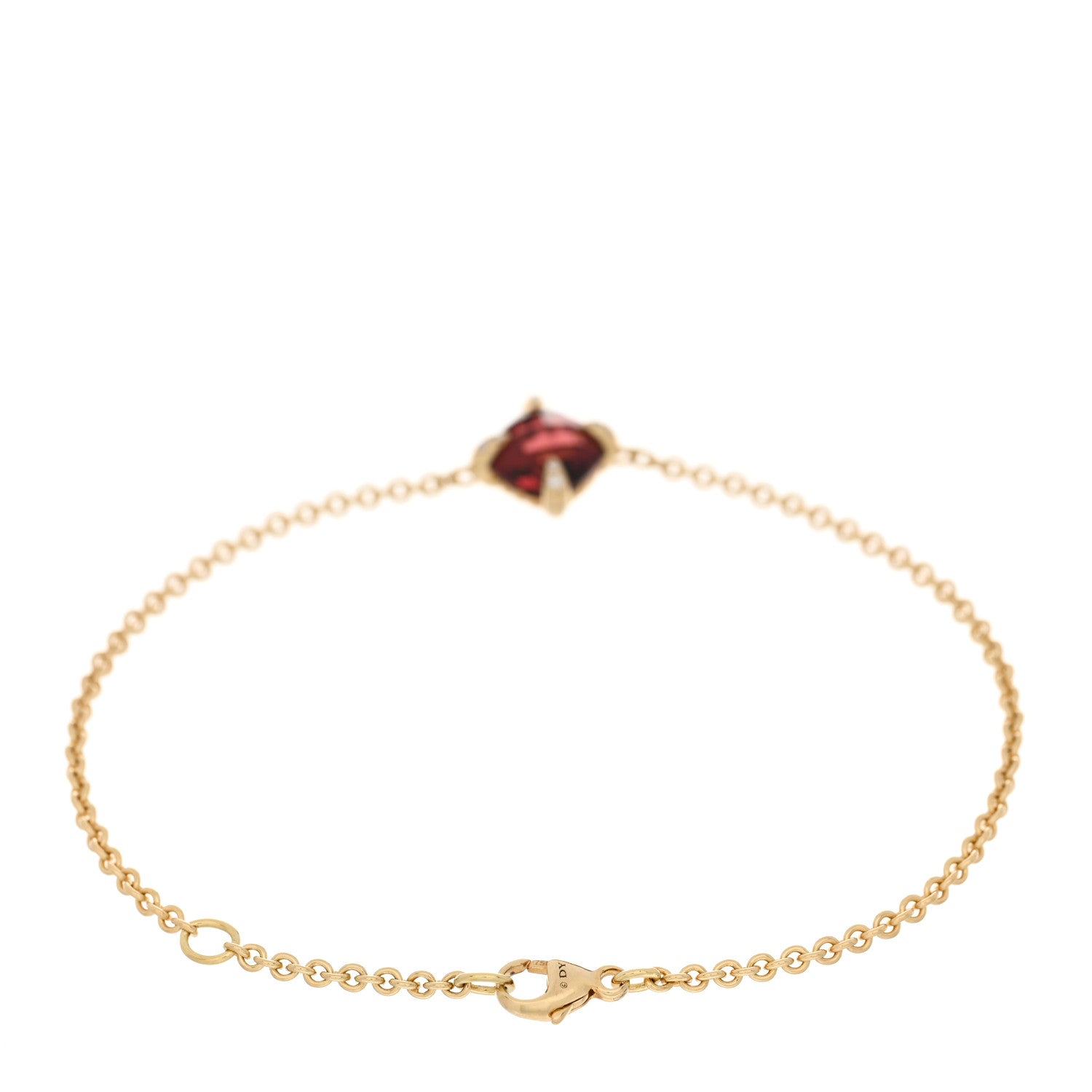 David Yurman 18K Yellow Gold Diamond Garnet Chatelaine Bracelet 2 of 3
