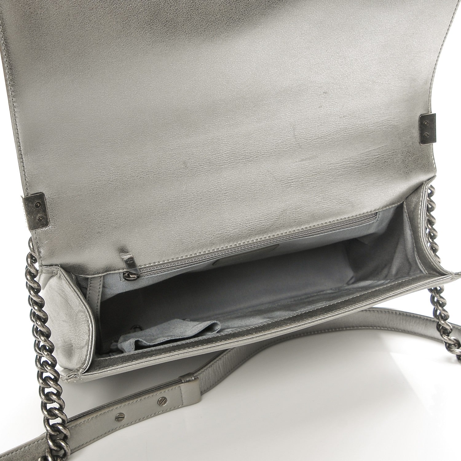 Chanel Metallic Calfskin Quilted Large Boy Flap Silver 5 of 8