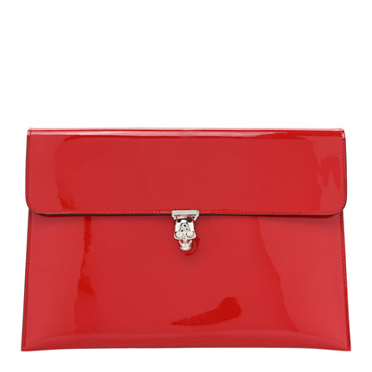 Alexander McQueen Patent Skull Lock Envelope Clutch Red 1 of 9