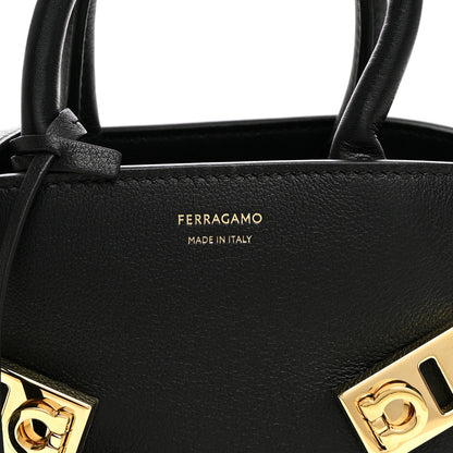 Salvatore Ferragamo Calfskin Mini Hug Bag Black 7 of 9