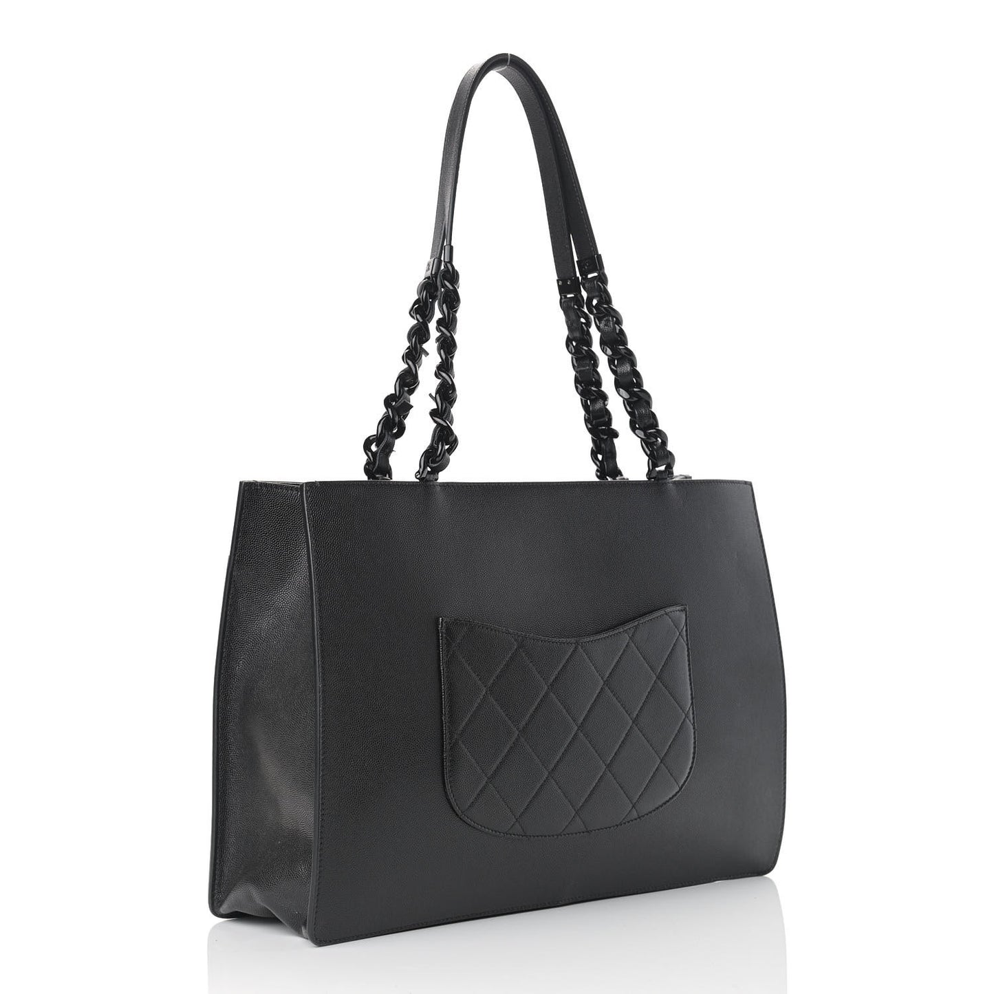 Caviar Quilted My Everything Large Shopping Tote Black