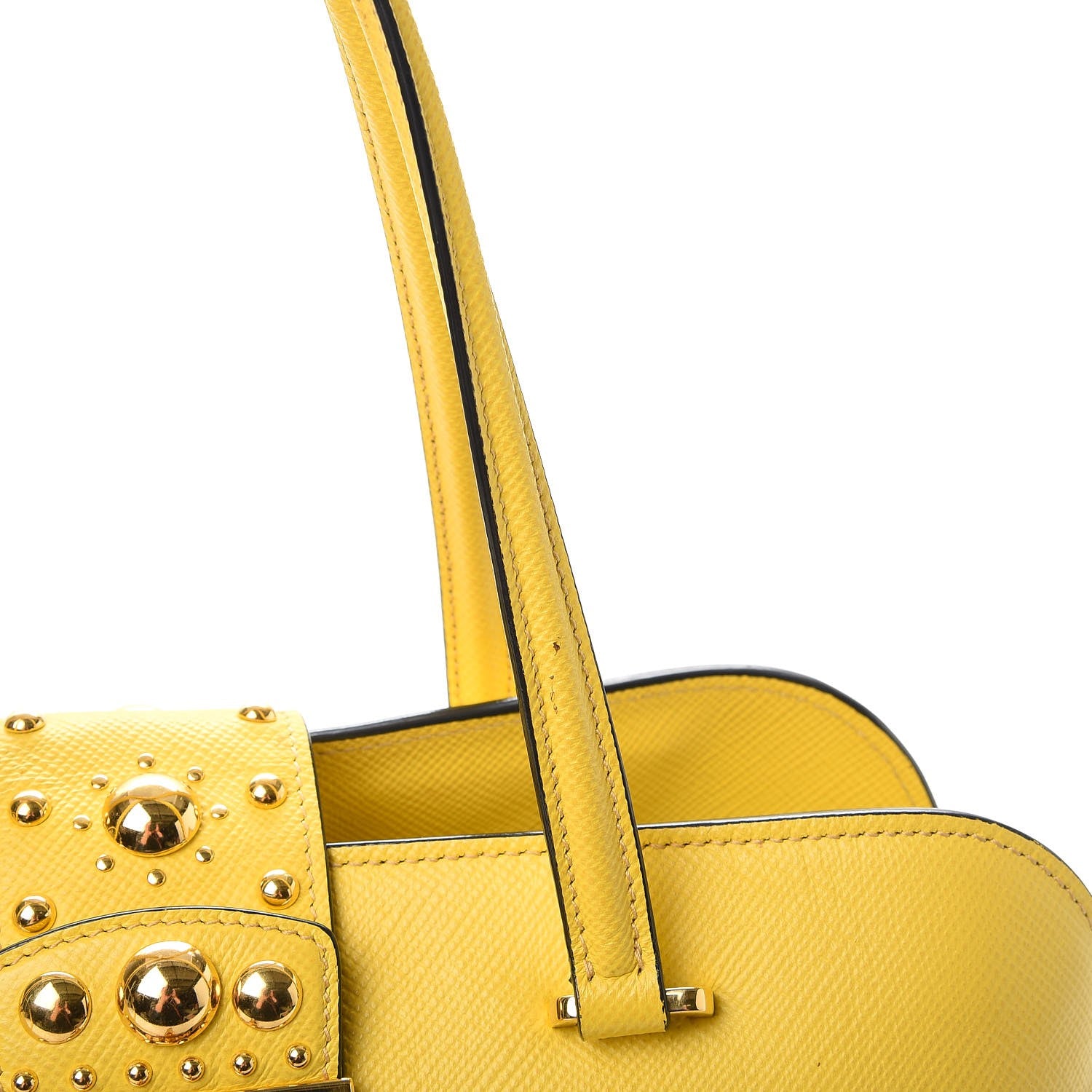 Prada Saffiano Studded Bijou Tote Girasole 10 of 17