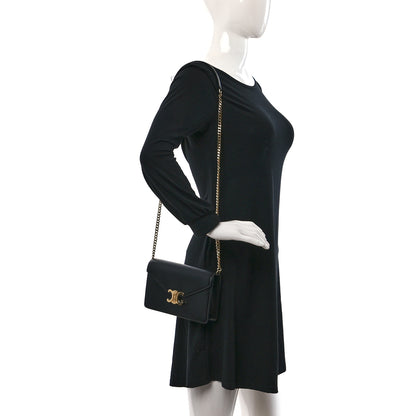 Celine Shiny Calfskin Triomphe Margo Wallet on Chain Black 2 of 10