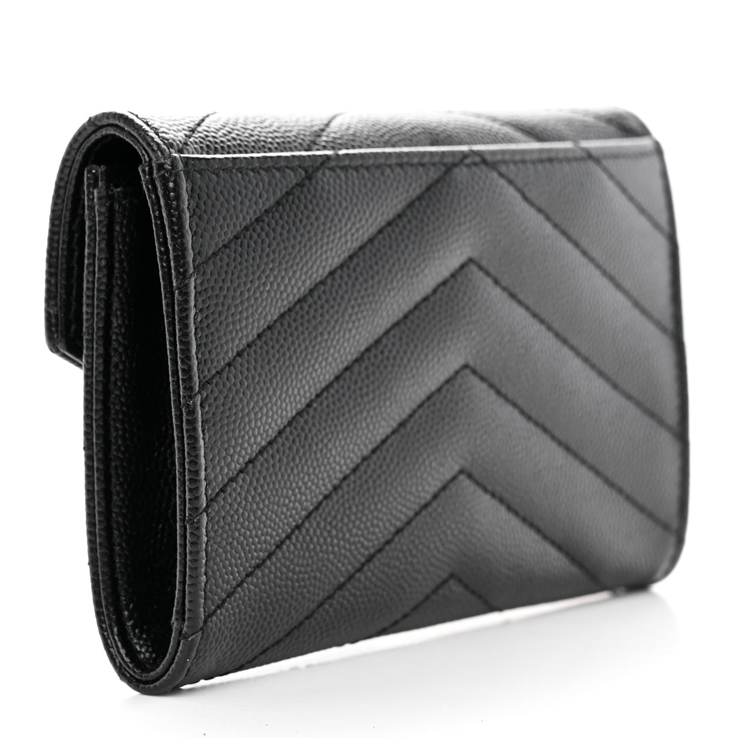 Grain De Poudre Matelasse Chevron Small Monogram Envelope Wallet Black