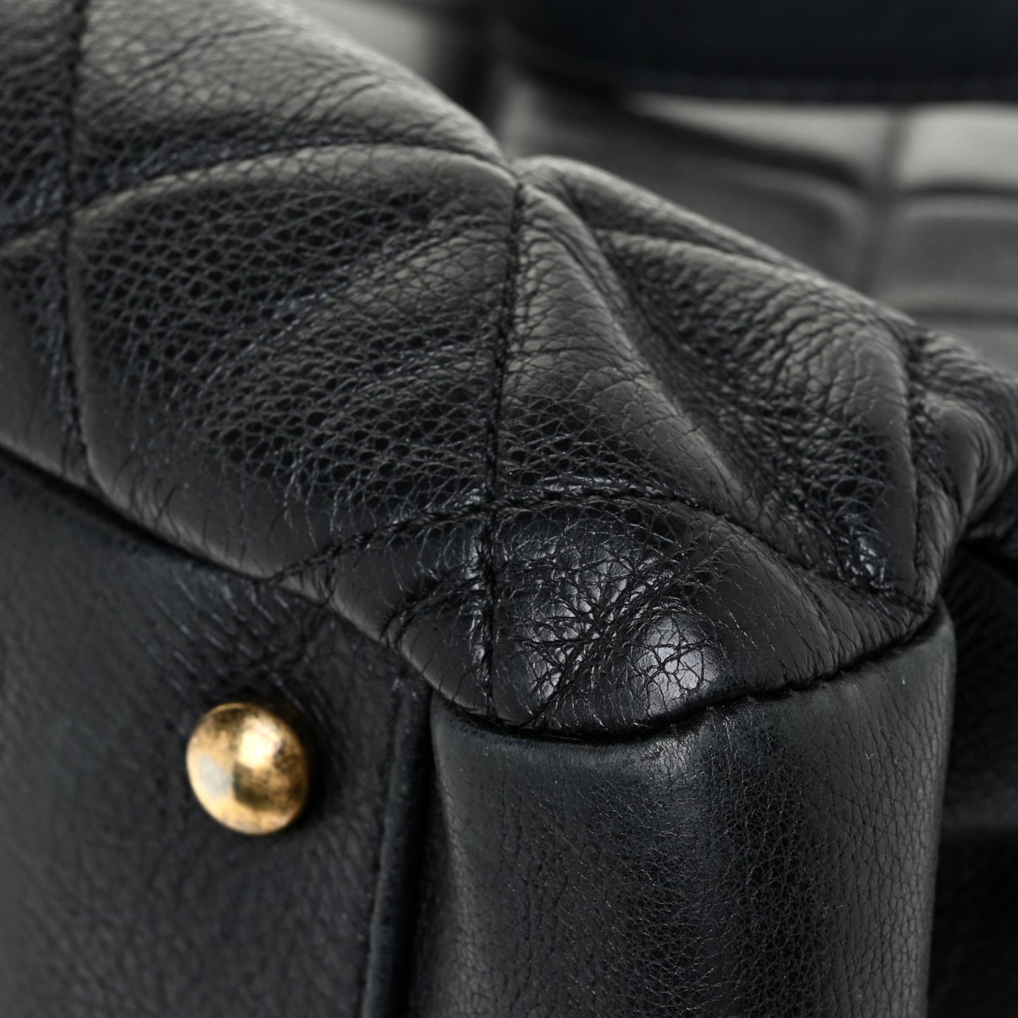 Calfskin Quilted Small CC Crown Tote Black