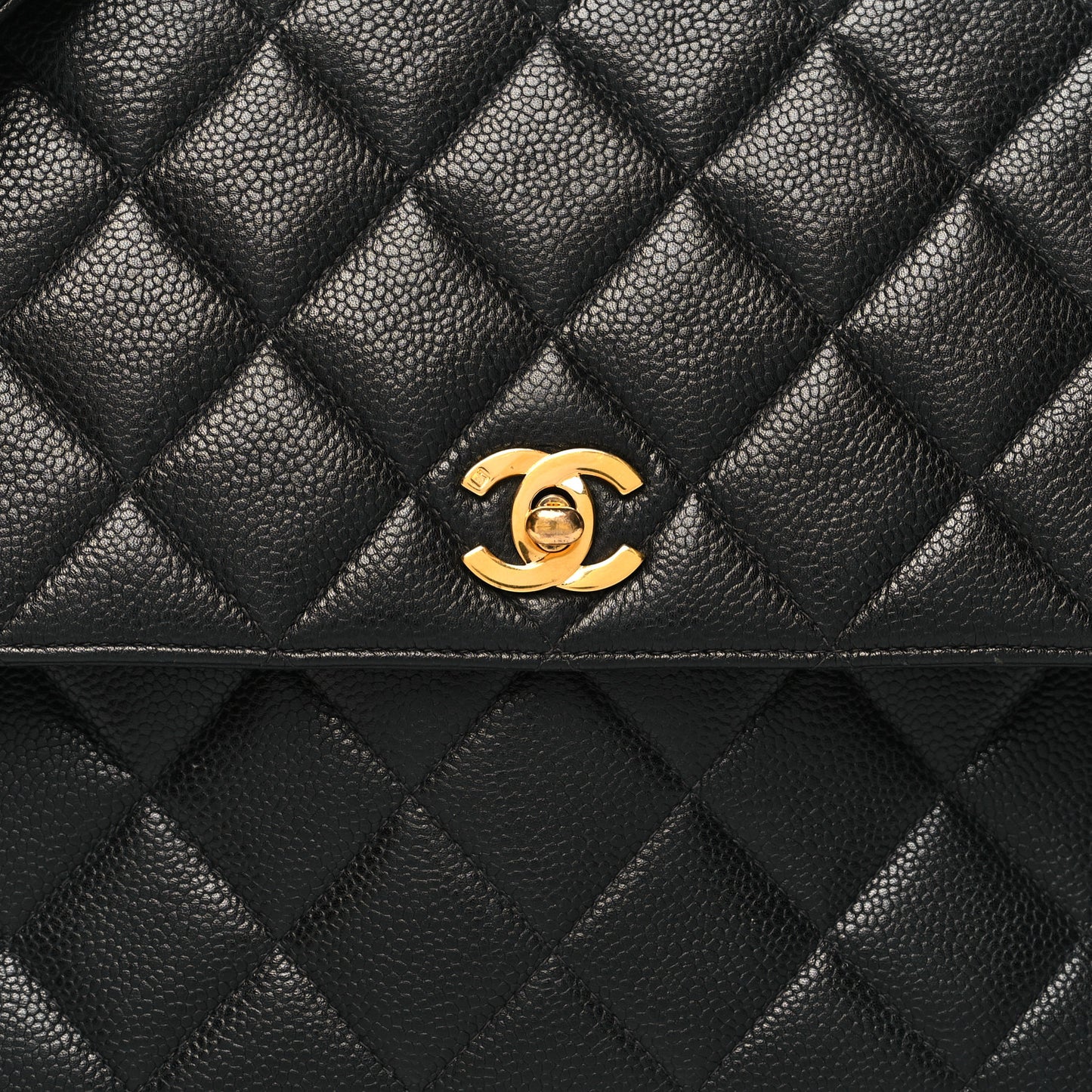 Caviar Quilted Flap Shoulder Bag Black