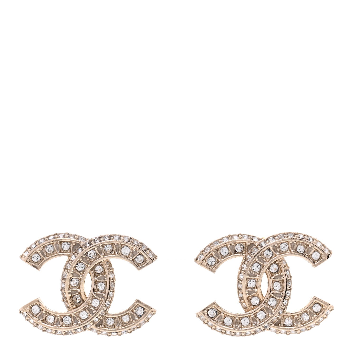 Chanel Crystal Timeless CC Earrings Light Gold 1 of 4