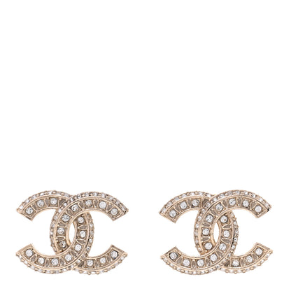 Chanel Crystal Timeless CC Earrings Light Gold 1 of 4