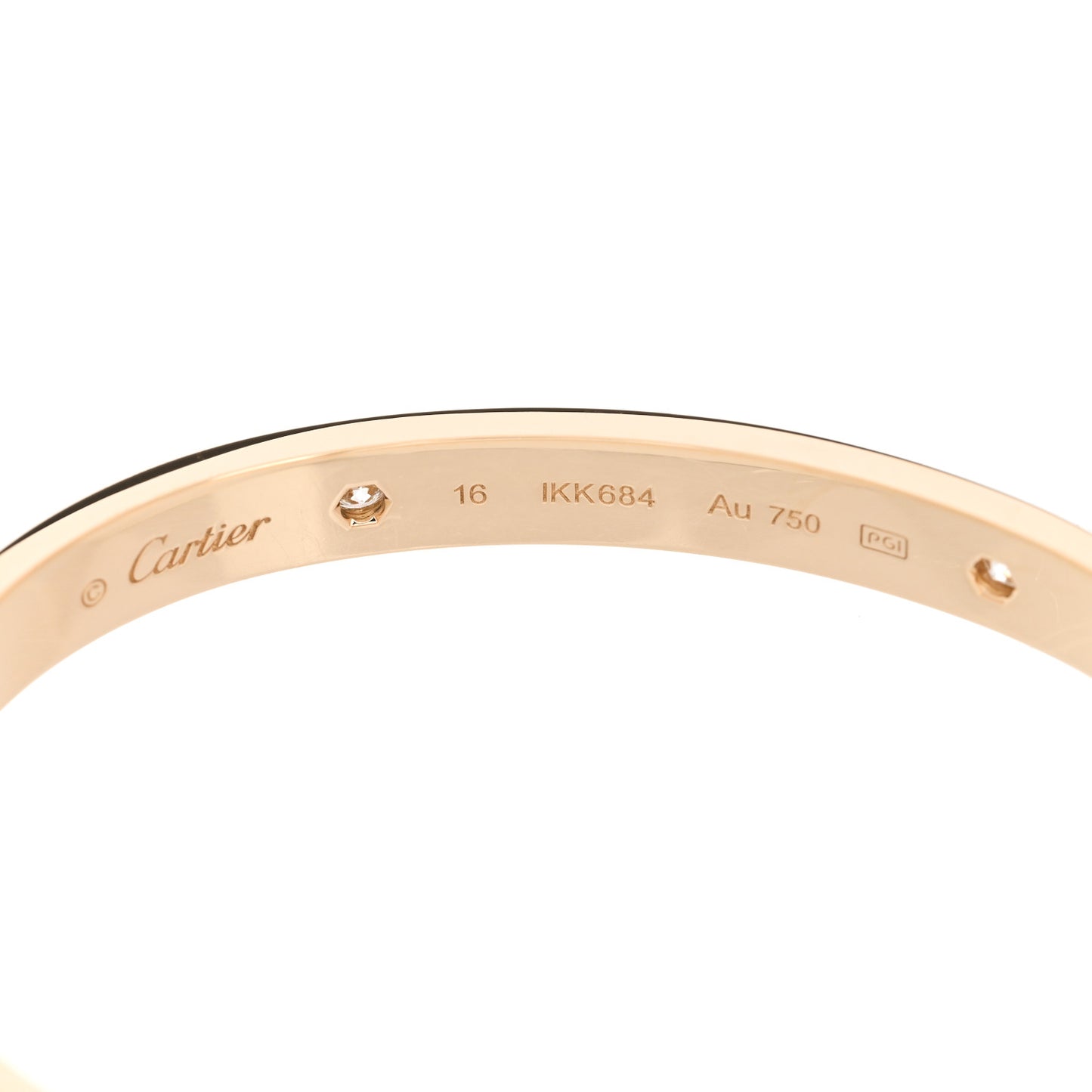 18K Yellow Gold 4 Diamond LOVE Bracelet 16