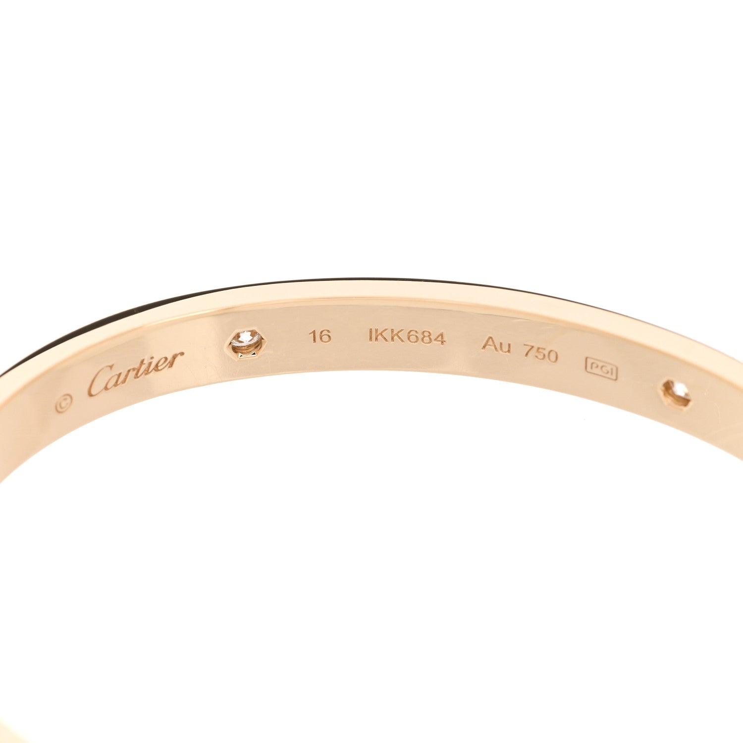 Cartier 18K Yellow Gold 4 Diamond LOVE Bracelet 16 5 of 6