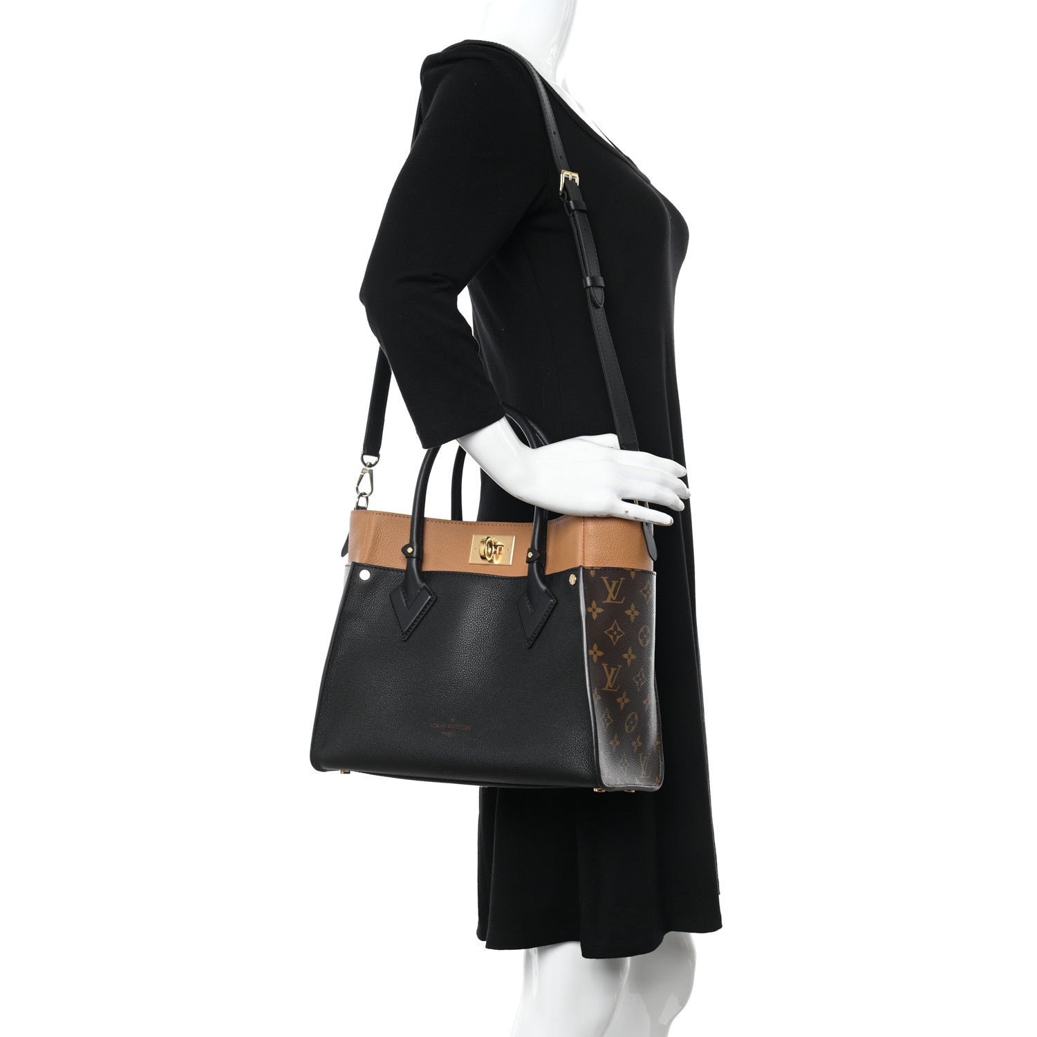 Louis Vuitton Calfskin Monogram On My Side Black 2 of 9