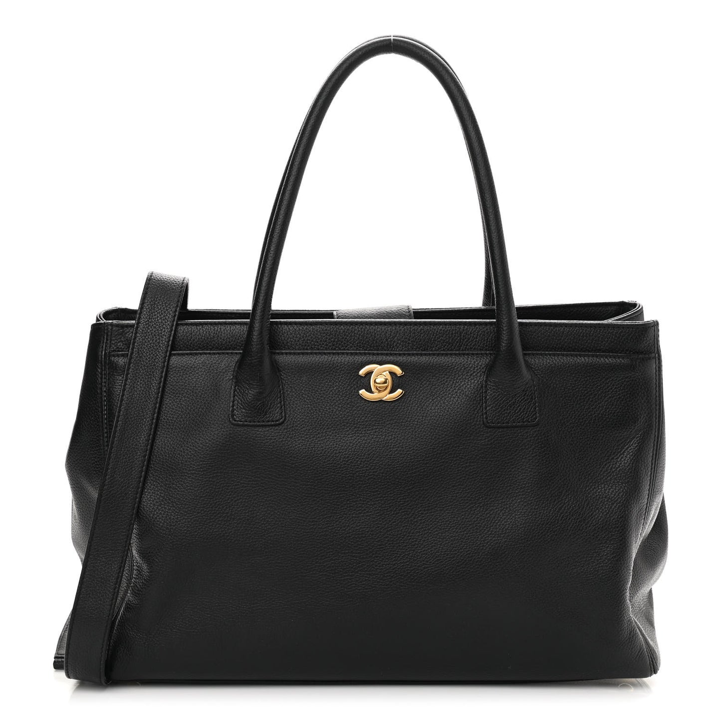 Calfskin Cerf Executive Shopper Tote Black