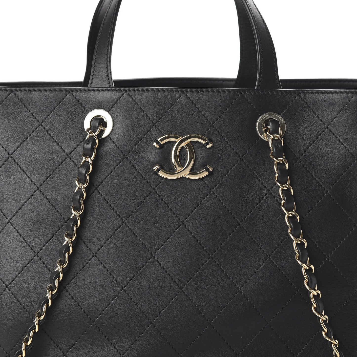 Calfskin Large Serial Shopper Tote Black