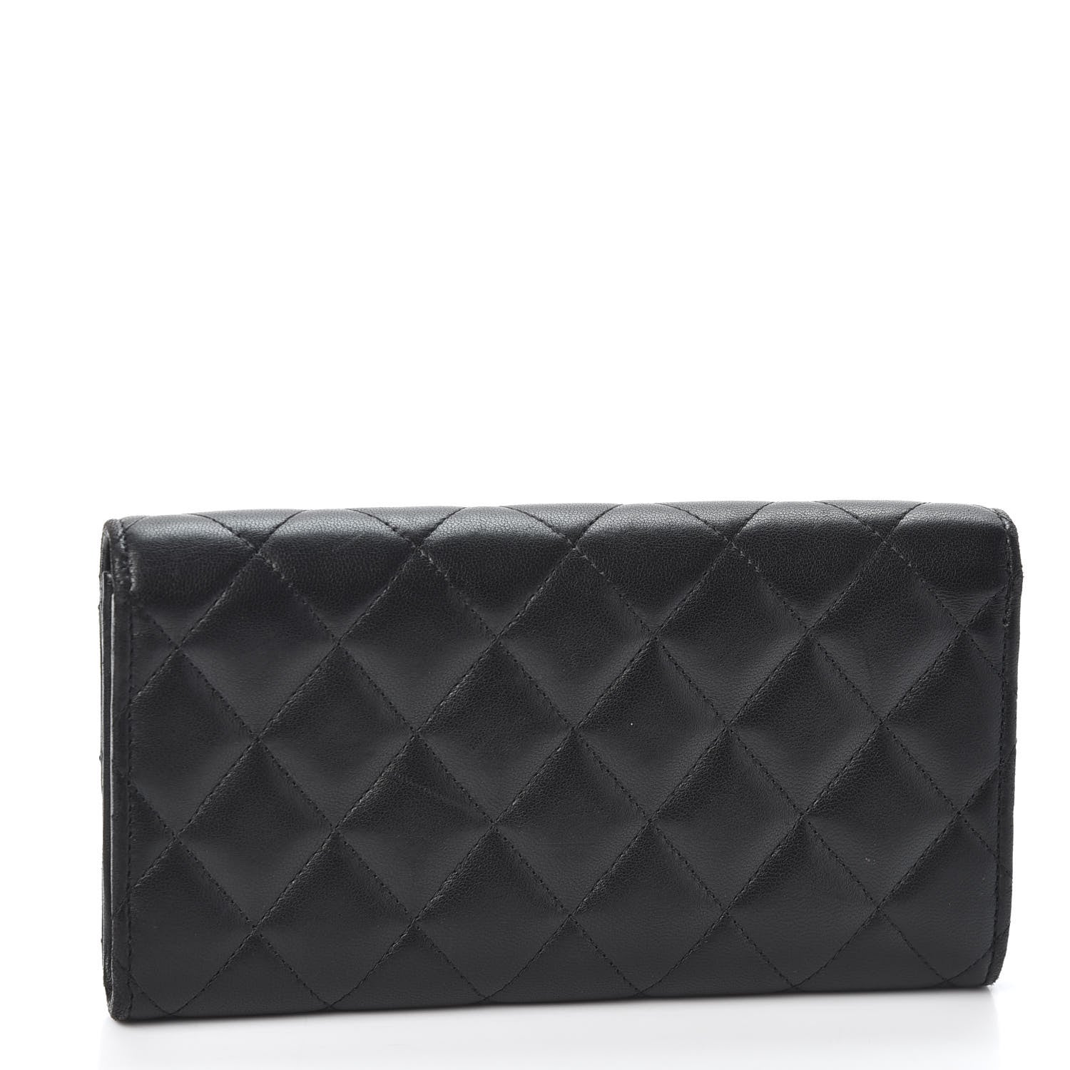 Chanel Lambskin Quilted Large Gusset Flap Wallet Black 2 of 10
