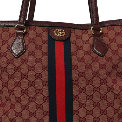 Gucci Monogram Textured Dollar Calfskin Web Medium Ophidia Shopping Tote Sahara Rubino Chardonnay 8 of 11