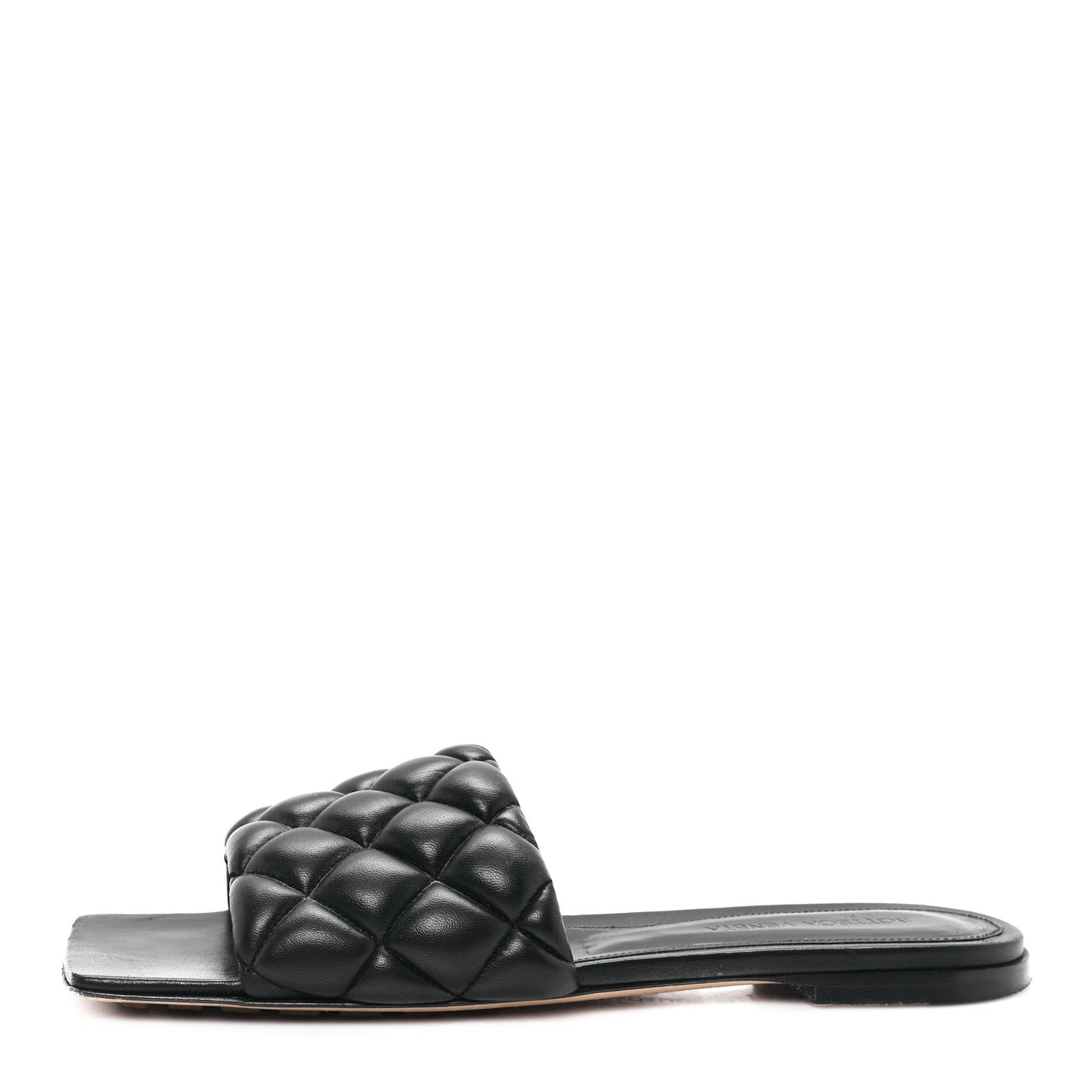 Nappa Matelasse Padded Flat Sandals 38 Black