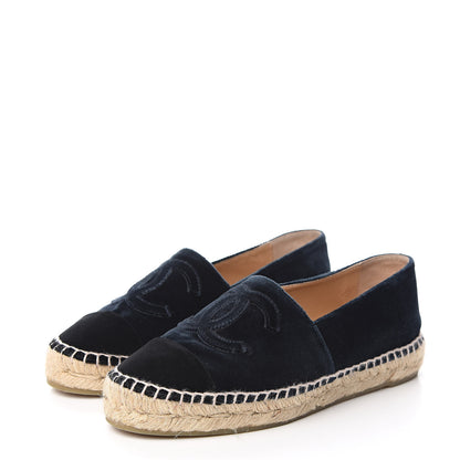 Chanel Velvet CC Espadrilles 36 Dark Navy Black 3 of 10